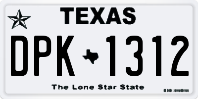 TX license plate DPK1312