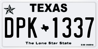 TX license plate DPK1337