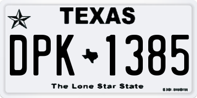 TX license plate DPK1385