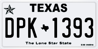 TX license plate DPK1393