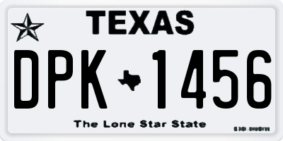 TX license plate DPK1456