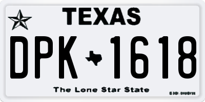 TX license plate DPK1618