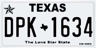 TX license plate DPK1634