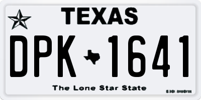 TX license plate DPK1641