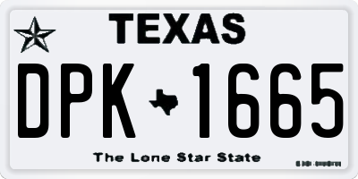 TX license plate DPK1665