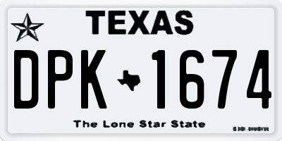 TX license plate DPK1674