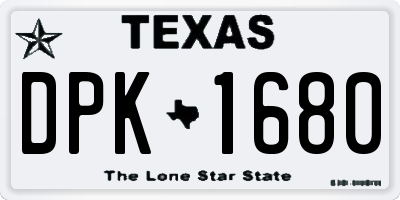 TX license plate DPK1680