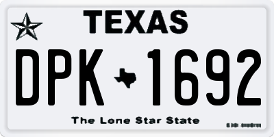 TX license plate DPK1692