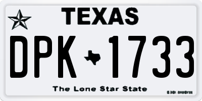 TX license plate DPK1733