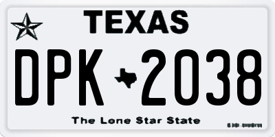 TX license plate DPK2038