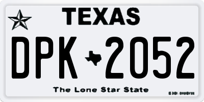 TX license plate DPK2052