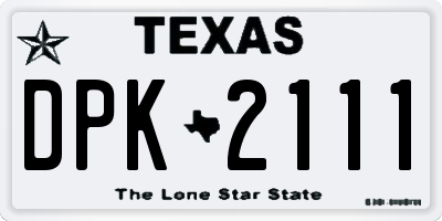 TX license plate DPK2111