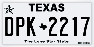 TX license plate DPK2217