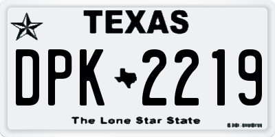 TX license plate DPK2219