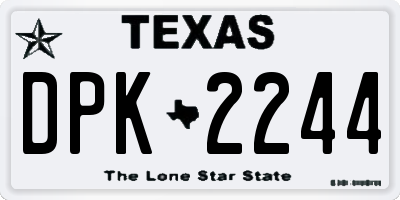 TX license plate DPK2244