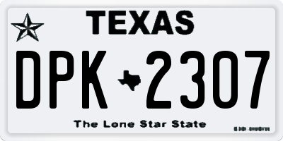 TX license plate DPK2307