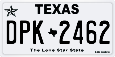 TX license plate DPK2462