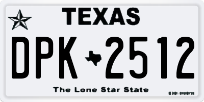 TX license plate DPK2512