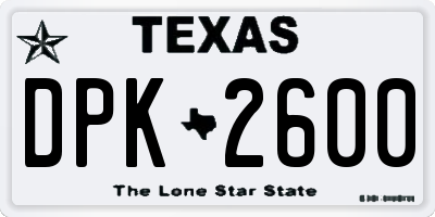TX license plate DPK2600