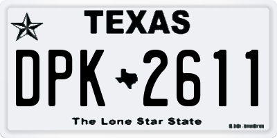 TX license plate DPK2611