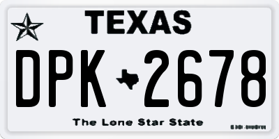 TX license plate DPK2678