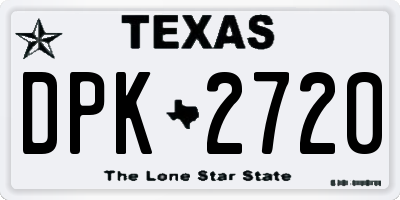 TX license plate DPK2720