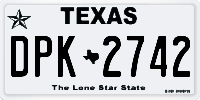 TX license plate DPK2742