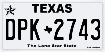 TX license plate DPK2743