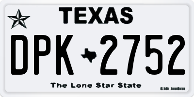TX license plate DPK2752