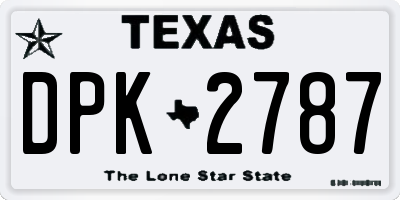 TX license plate DPK2787