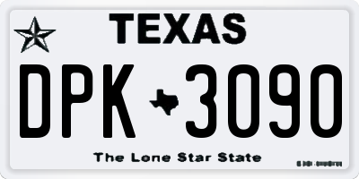 TX license plate DPK3090