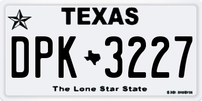 TX license plate DPK3227