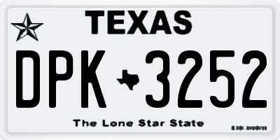 TX license plate DPK3252
