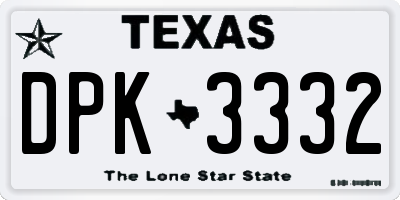 TX license plate DPK3332