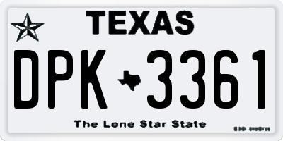 TX license plate DPK3361