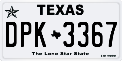 TX license plate DPK3367