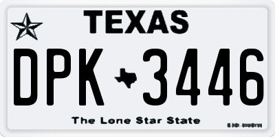 TX license plate DPK3446