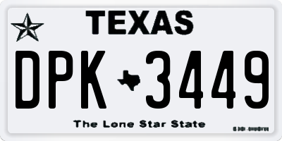 TX license plate DPK3449