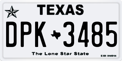 TX license plate DPK3485