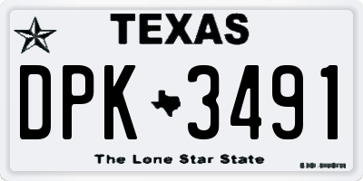 TX license plate DPK3491