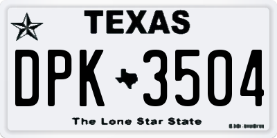 TX license plate DPK3504