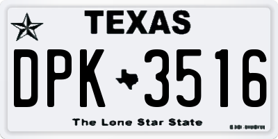 TX license plate DPK3516