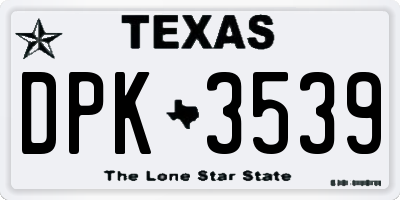 TX license plate DPK3539