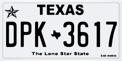 TX license plate DPK3617