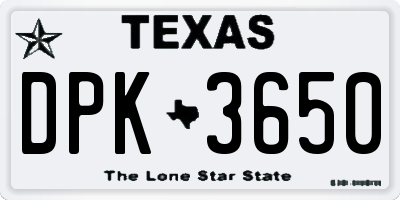TX license plate DPK3650