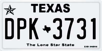 TX license plate DPK3731