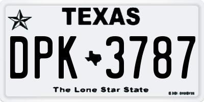 TX license plate DPK3787