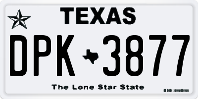 TX license plate DPK3877
