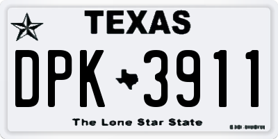 TX license plate DPK3911