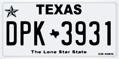 TX license plate DPK3931